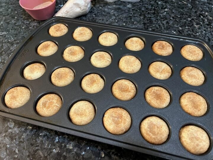 Snickerdoodle Cookie Cups baked in mini muffin tin