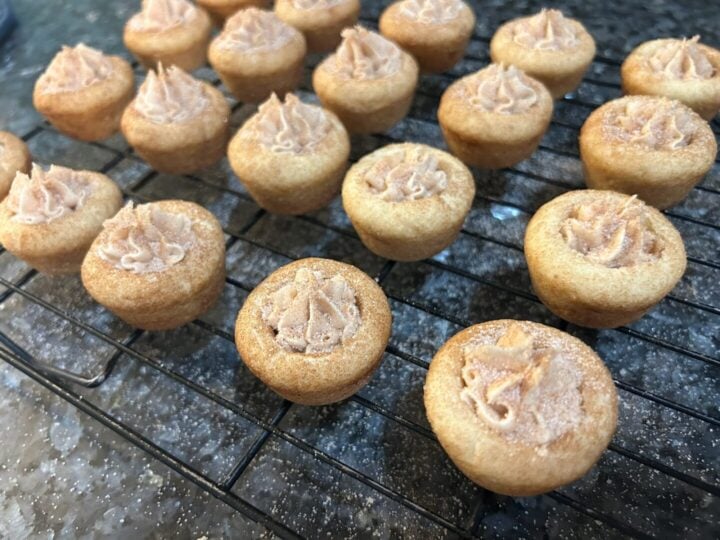 snickerdoodle cookie cups with cinnamon sugar on top