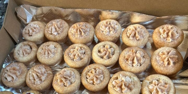 Snickerdoodle Cookie Cups with Cinnamon Marshmallow Filling in bakery box