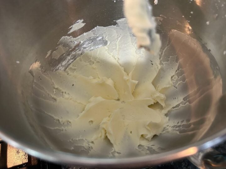 creamed butter in bowl