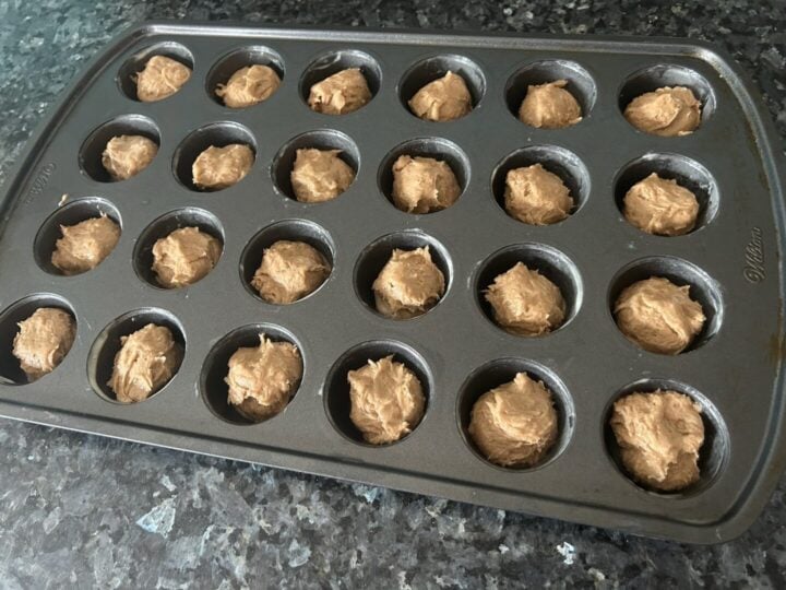 Spice Cake Bites with Biscoff Cookie Butter Filling - dough in pan