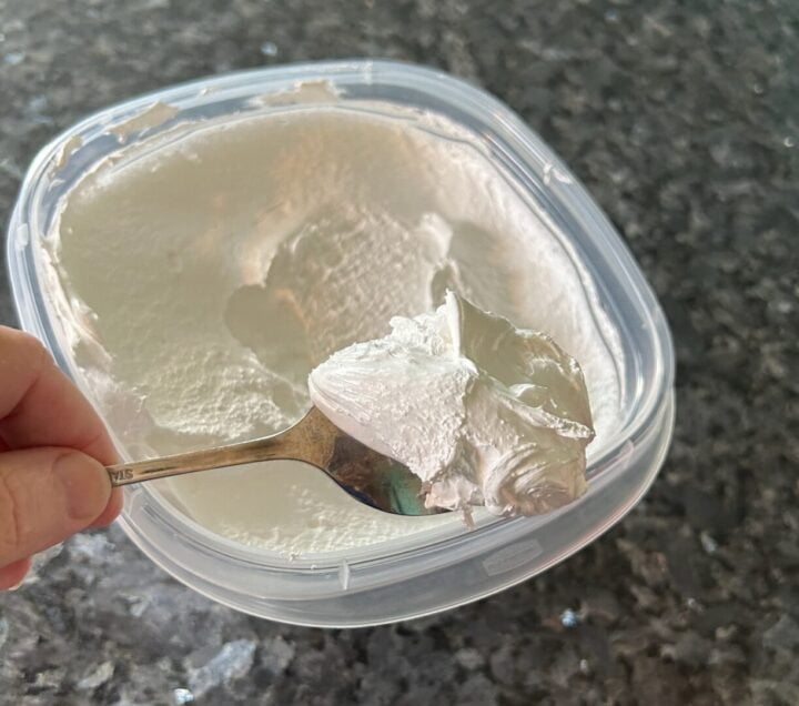 homemade marshmallow fluff on spoon