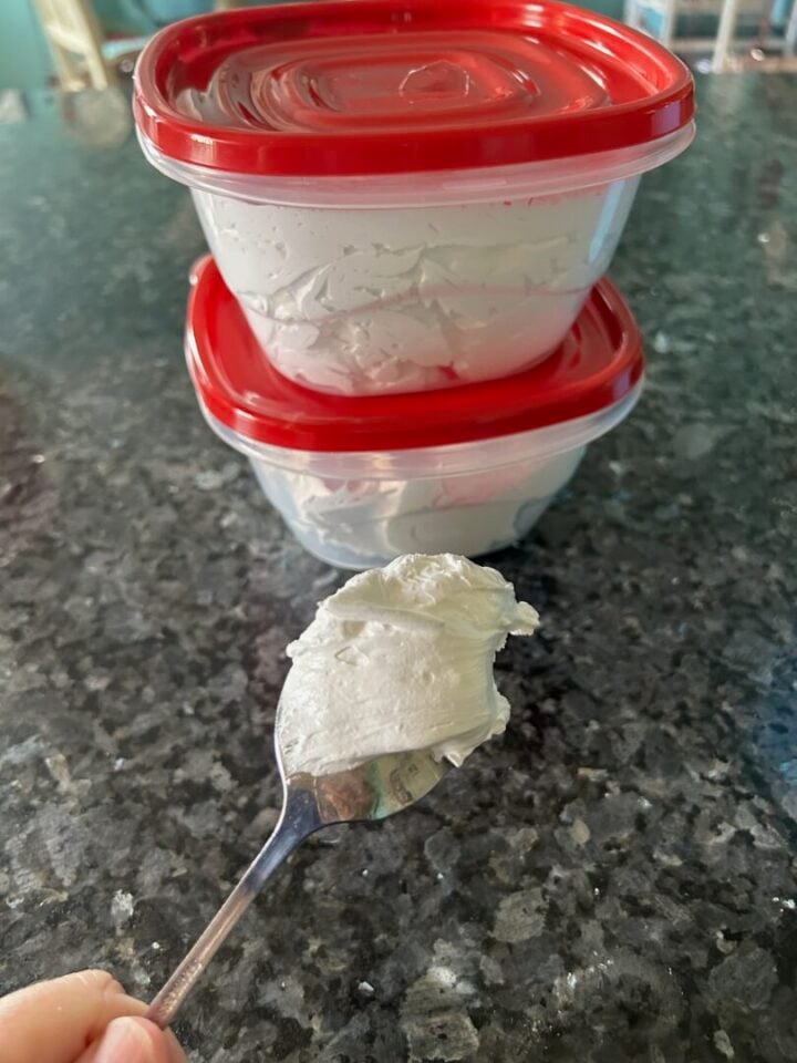 homemade marshmallow fluff in storage containers