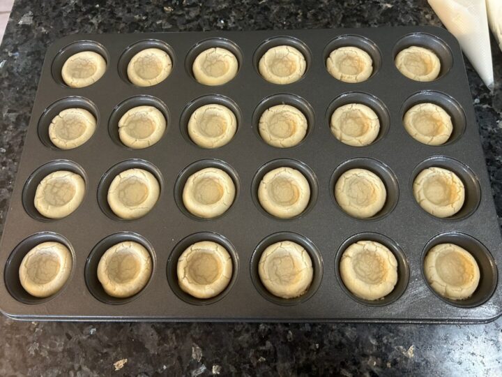 centers welled out in almond shortbread cookies