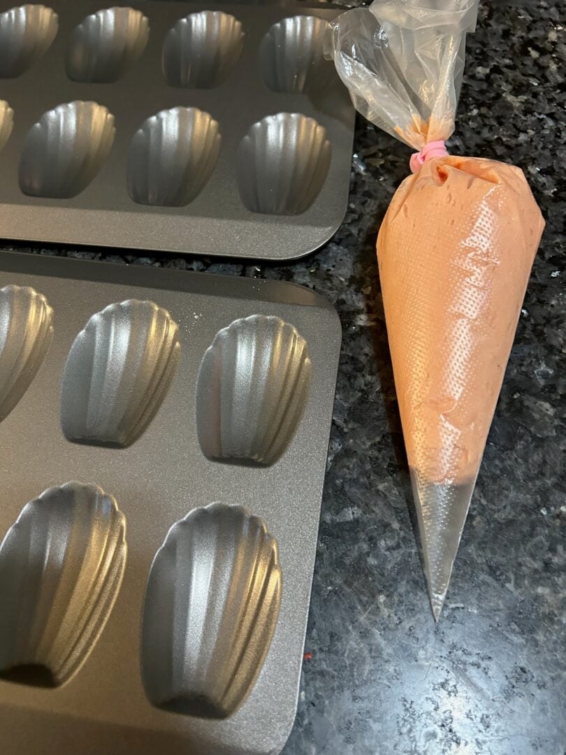 Madeleine batter in bag