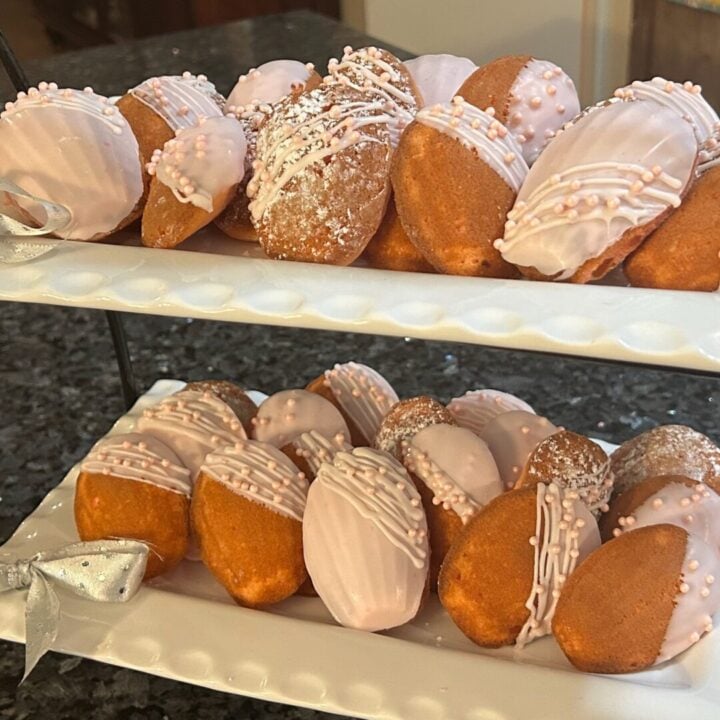 cake mix madeleines on tray