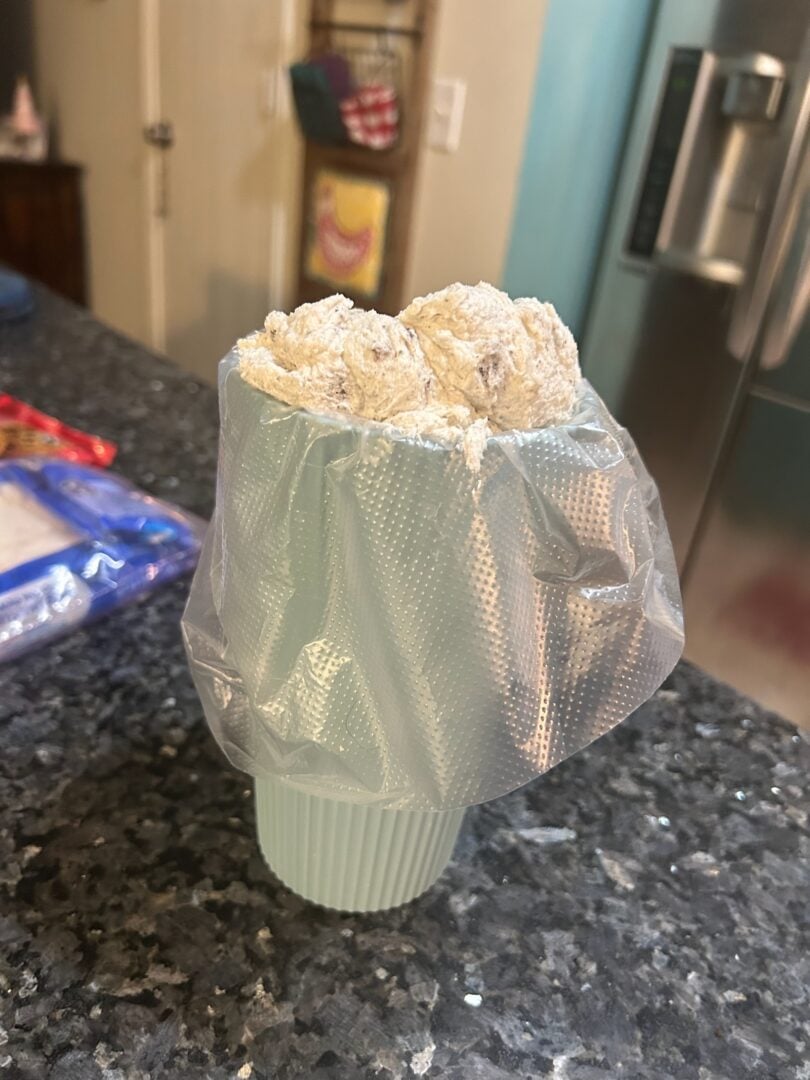 oreo buttercream in piping bag