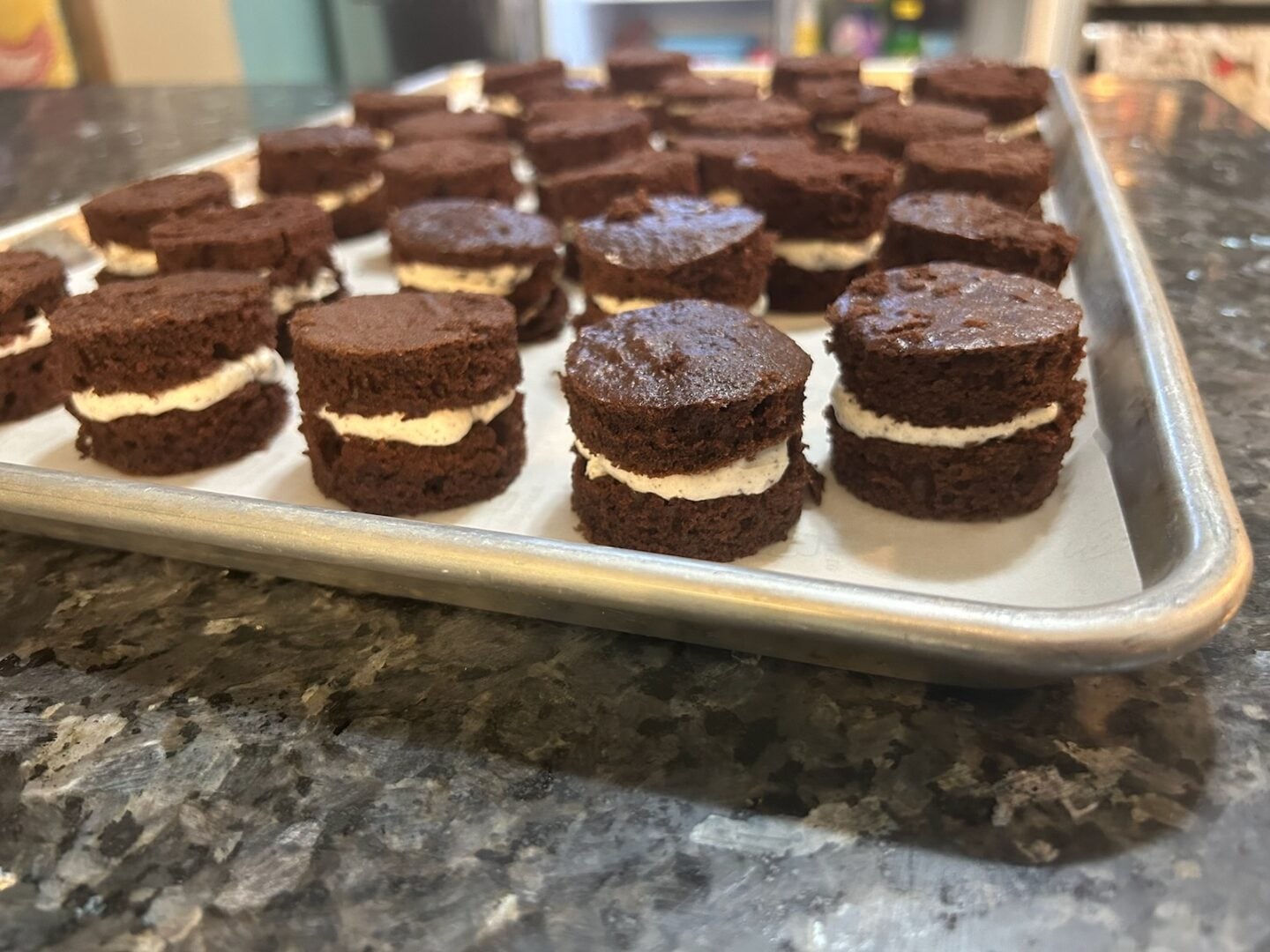 Petit fours (frozen) before dipping in chocolate