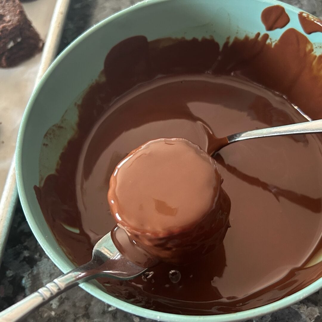 cake circle dipped in chocolate