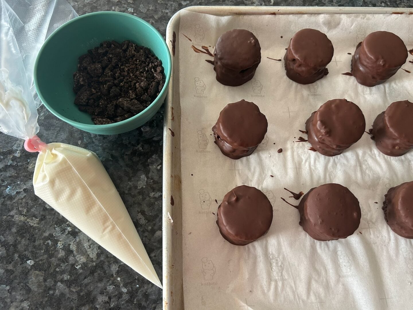 petit fours about to be drizzled