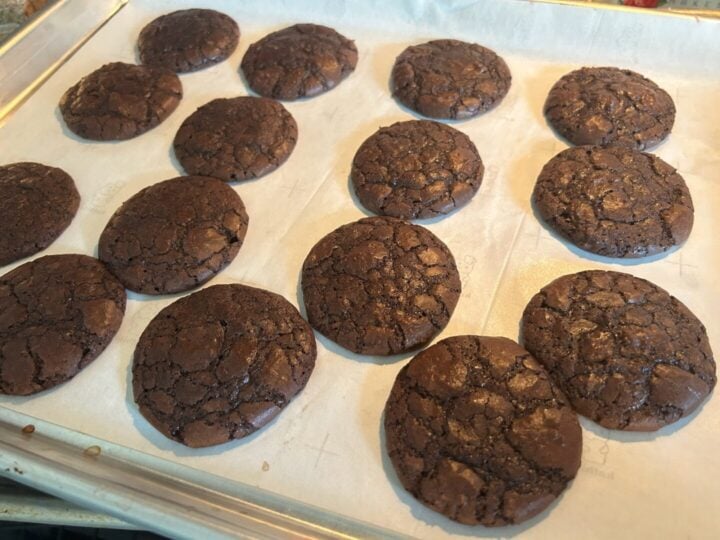 baked chocolate cookies with crinkled tops