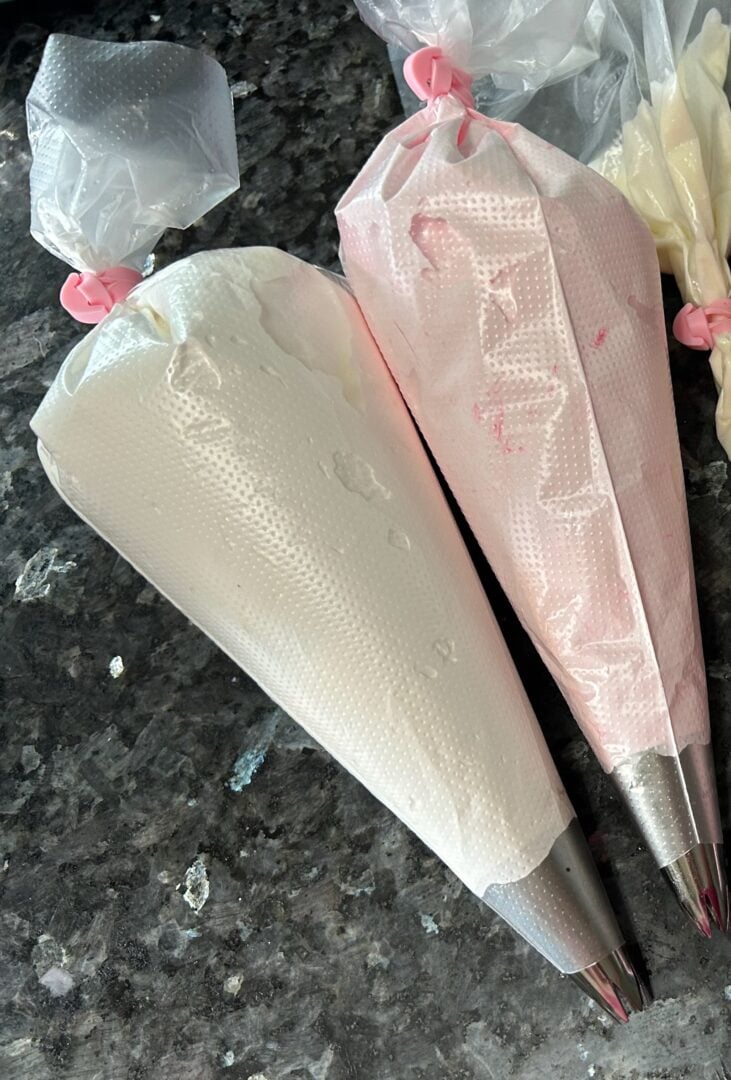 meringue batter in piping bag
