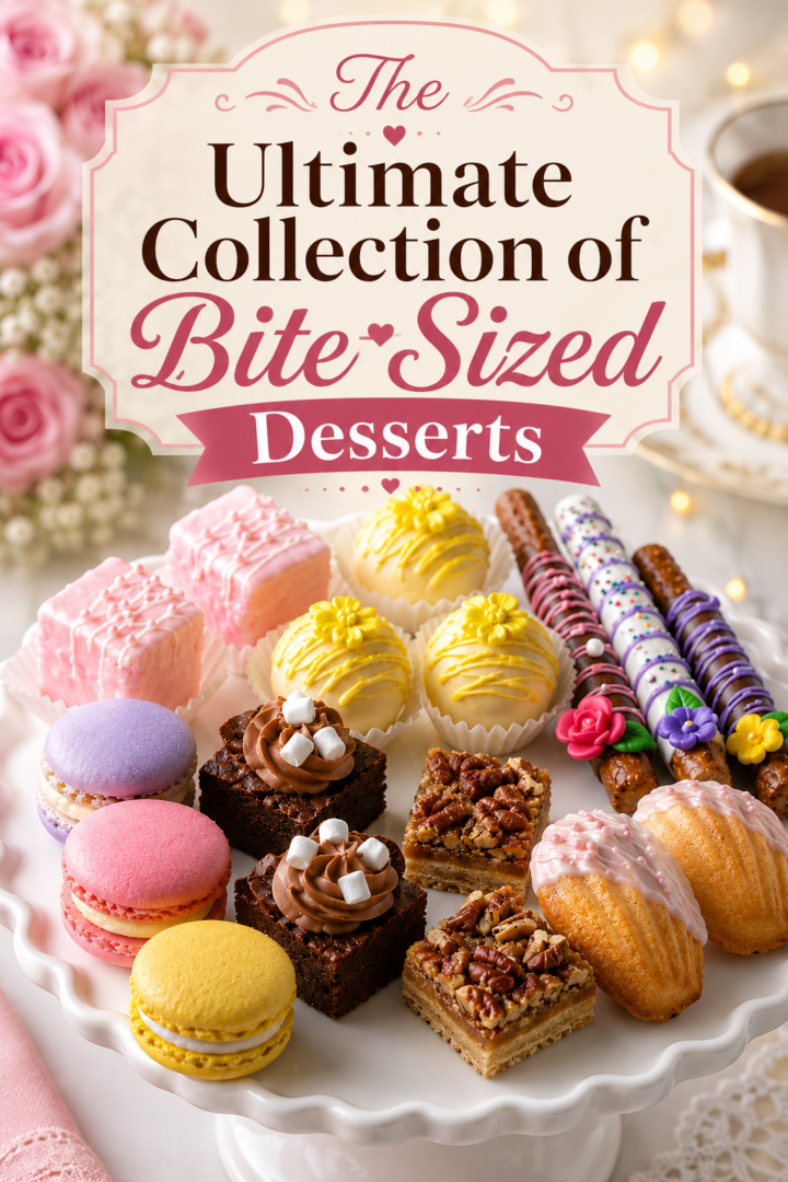 The Ultimate Collection of Bite-Sized Desserts pin for Pinterest