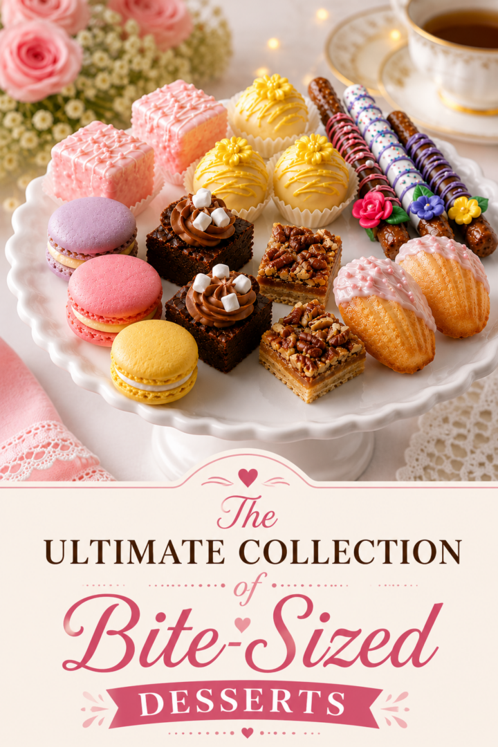 The Ultimate Collection of Bite-Sized Desserts pin for Pinterest