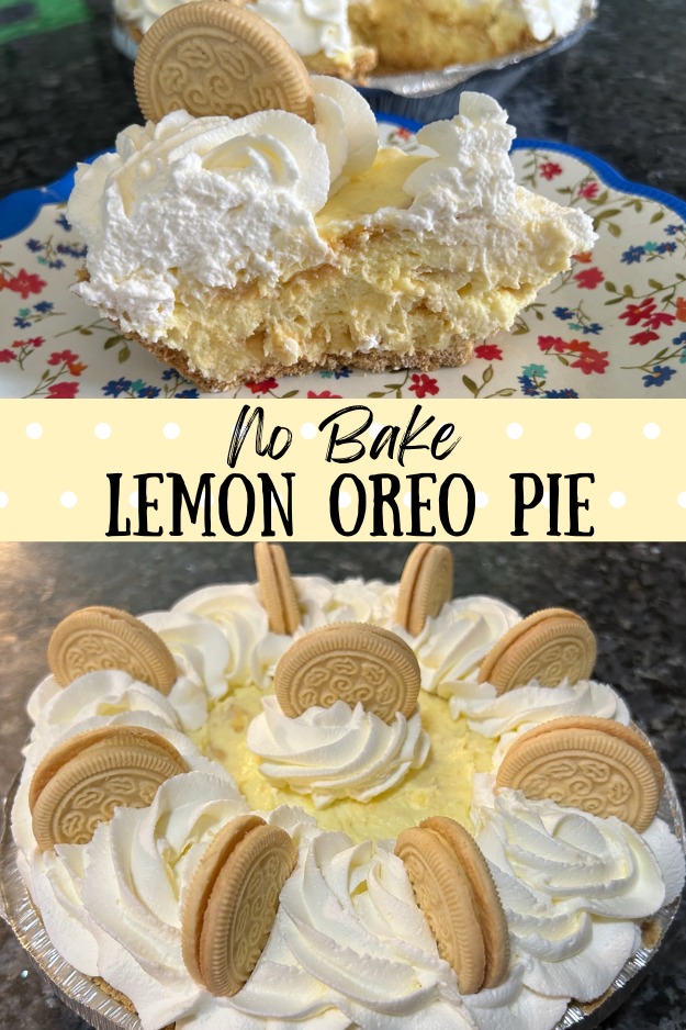 No Bake Lemon Oreo Pie pin for pinterest