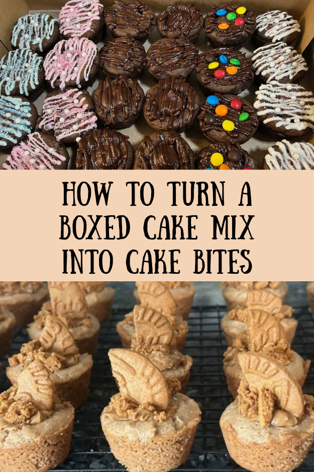 How to turn a boxed cake mix into cake bites pin for pinterest