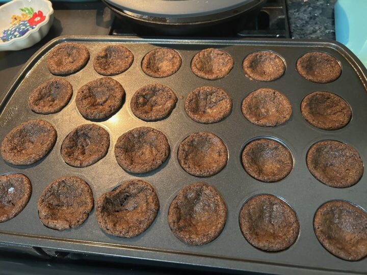 cookie bites, baked, in pan