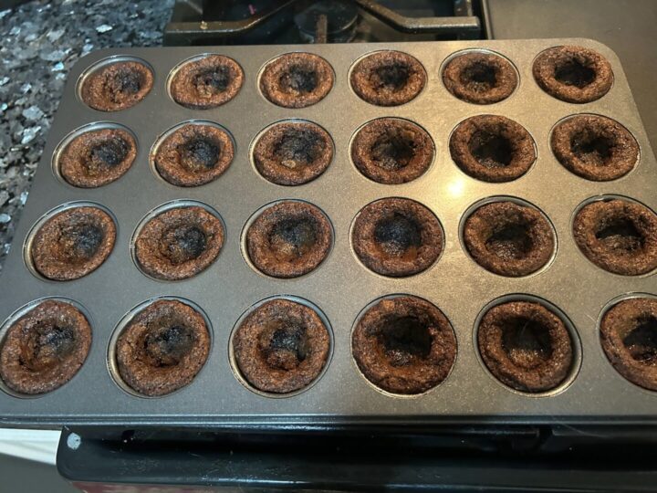 chocolate cookie cups in pan