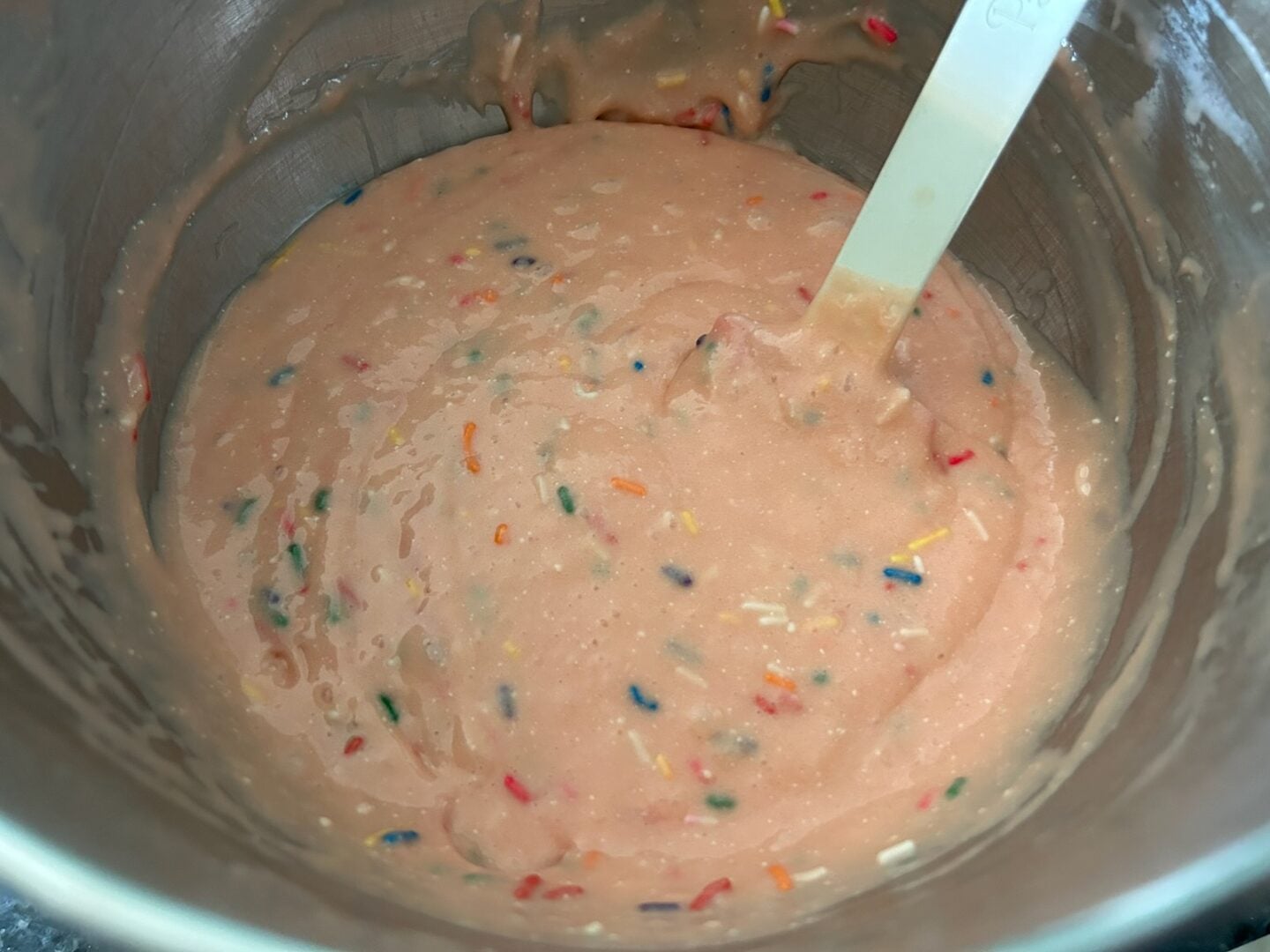 strawberry cake batter with sprinkles