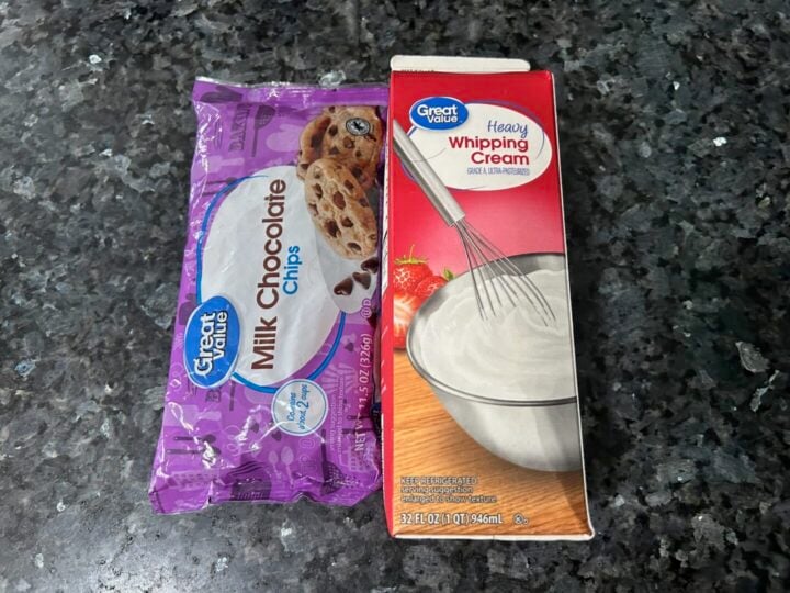 whipping cream and milk chocolate chips