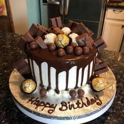 chocolate ganache cake drip on chocolate cake
