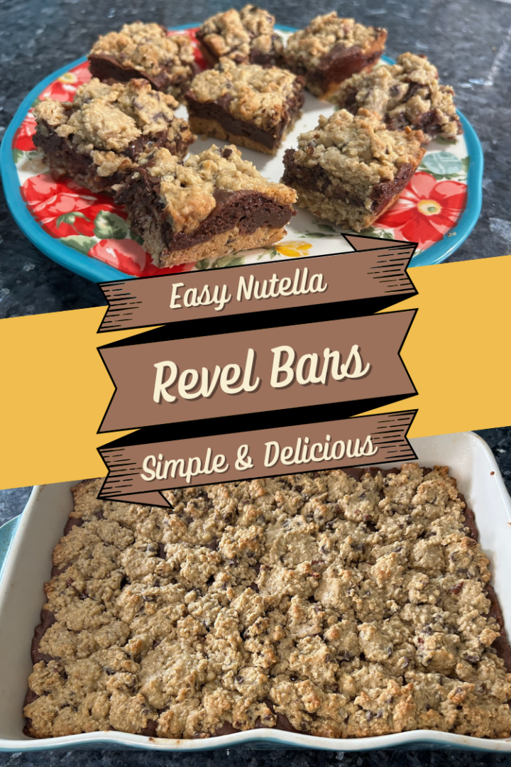 Easy Nutella Revel Bars with Oats pin for pinterest