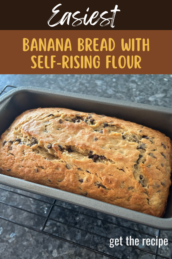 Easiest banana bread with self-rising flour pin for pinterest