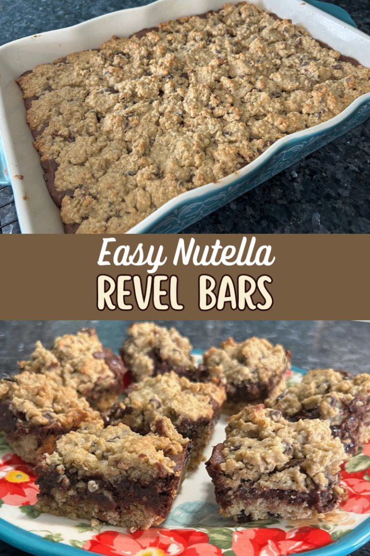 Easy Nutella Revel Bars with Oats pin for pinterest