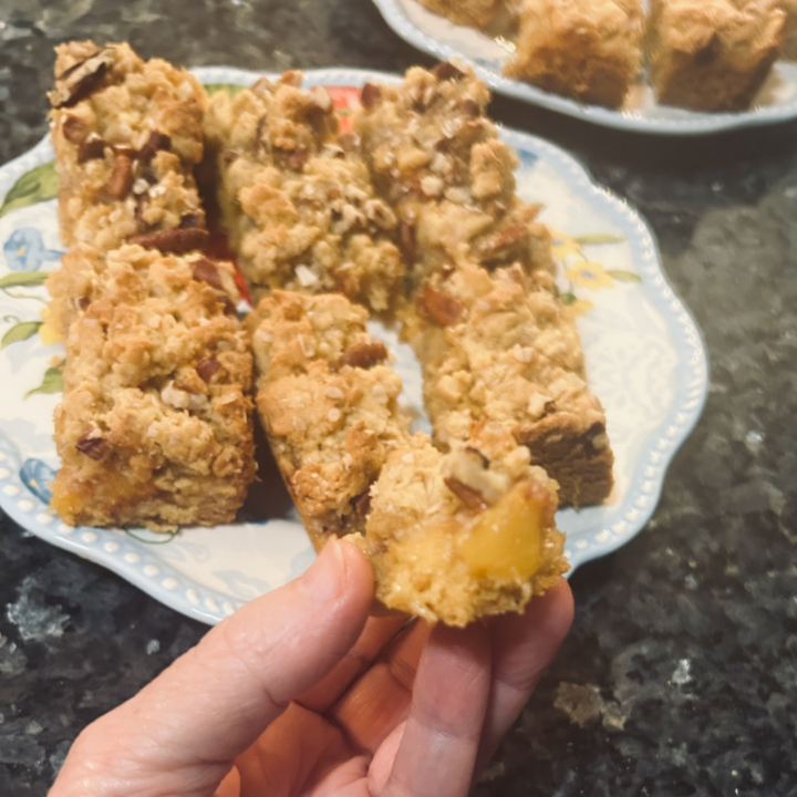 Fresh Peach Crumble Bars with Cake Mix