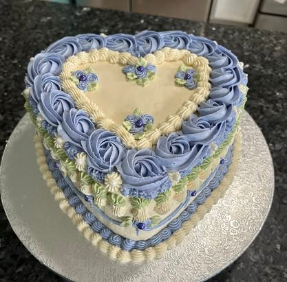 vintage ruffle cake in lavender, cream, and sage green