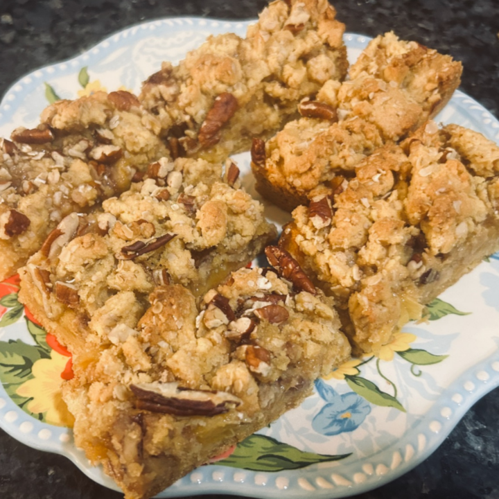 Fresh Peach Crumble Bars with Cake Mix