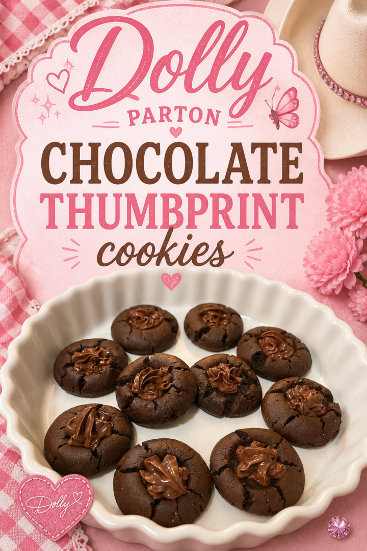 Dolly Parton Chocolate Thumbprint Cookies pin for pinterest
