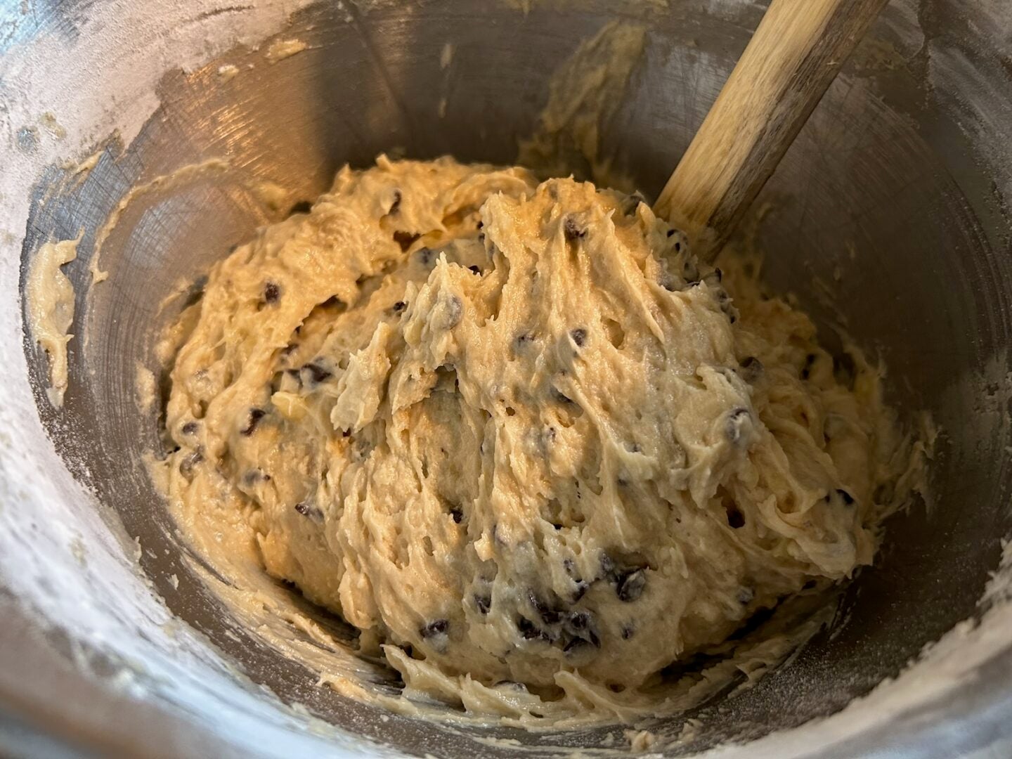 banana bread batter with chocolate chips