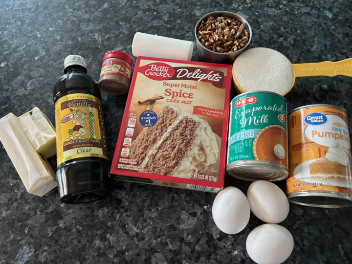 Easy Pumpkin Dump Cake with Spice Cake Mix ingredients