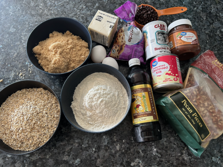 Easy Nutella Revel Bars with Oats ingredients