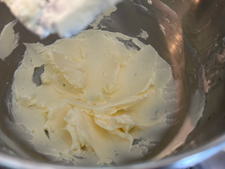 creamed butter in bowl