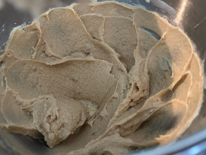 creamed butter and brown sugar in bowl