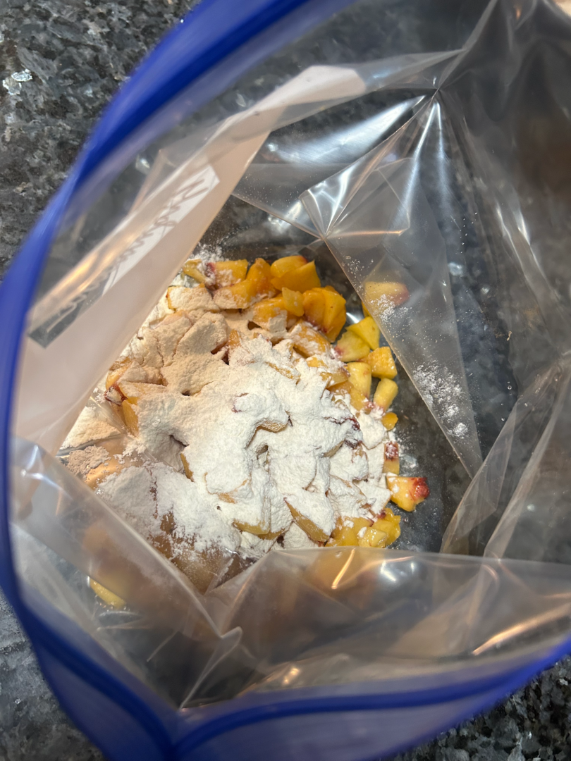 fresh peaches diced in bag with flour