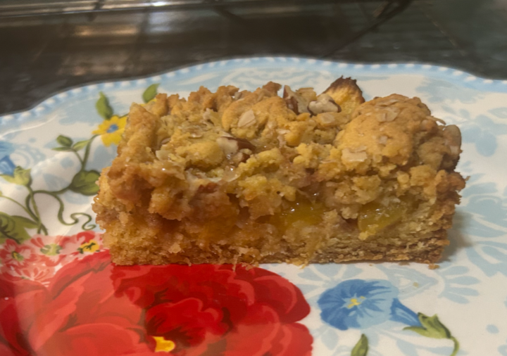 Fresh Peach Crumble Bars with Cake Mix