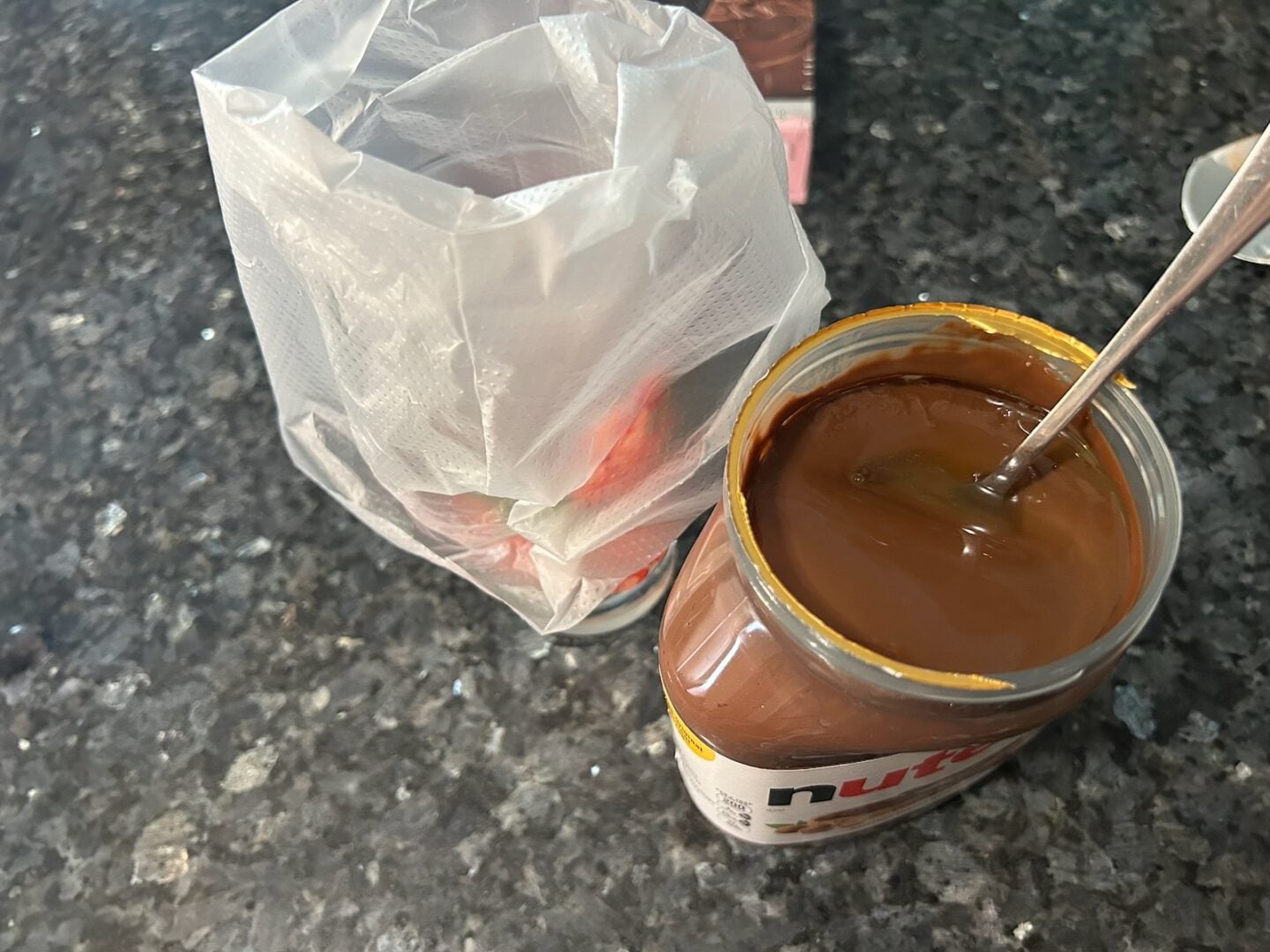 bagging Nutella into a piping bag
