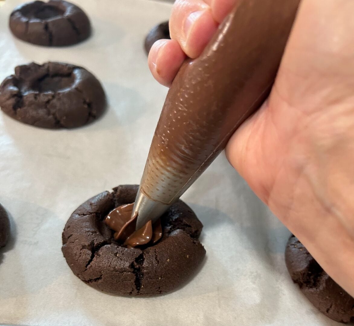 Dolly Parton Chocolate Thumbprint Cookies filled with nutella