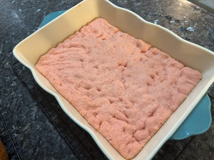 baked strawberry crust for Dolly Parton Strawberry Lemonade Cheesecake Bars