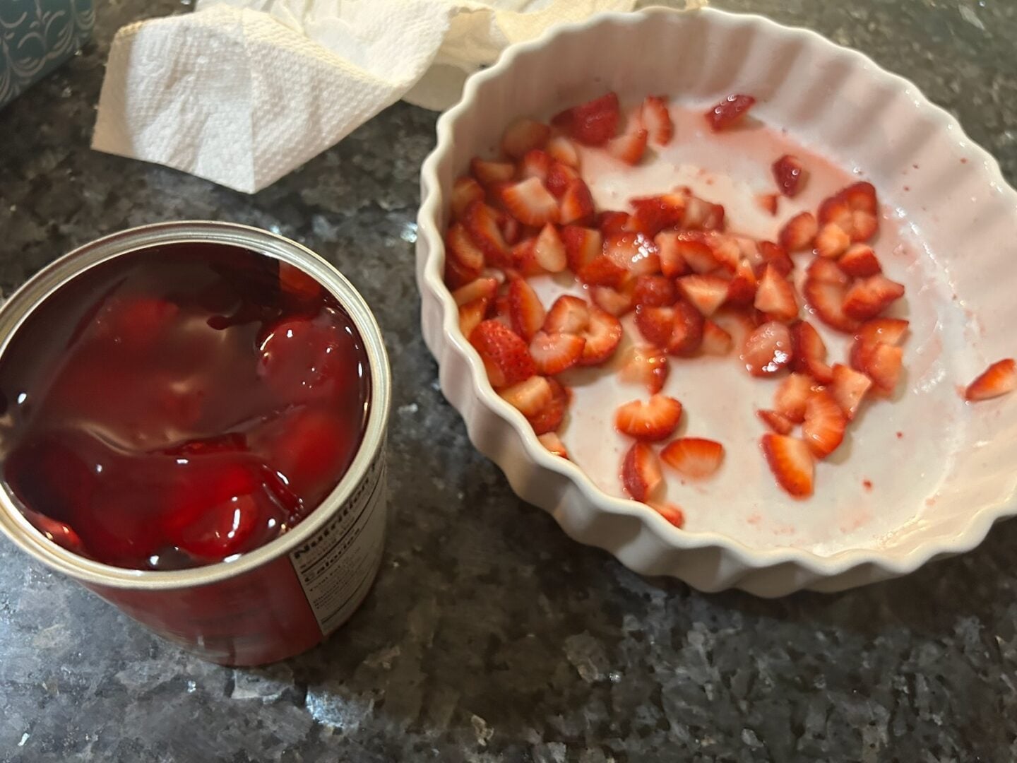 fresh strawberries and canned strawberry filling