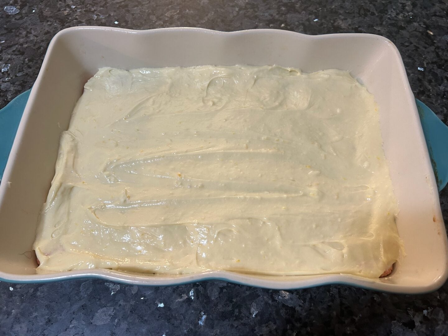 creamy mixture on top of strawberry crust