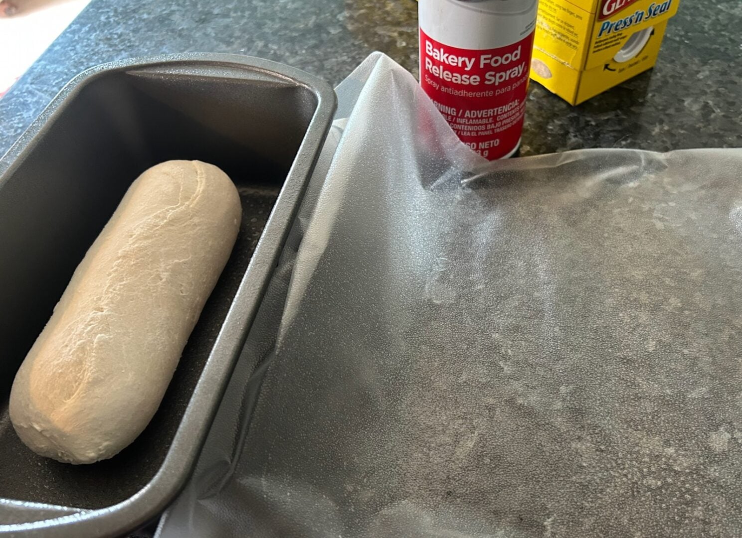 frozen bread dough in loaf pan