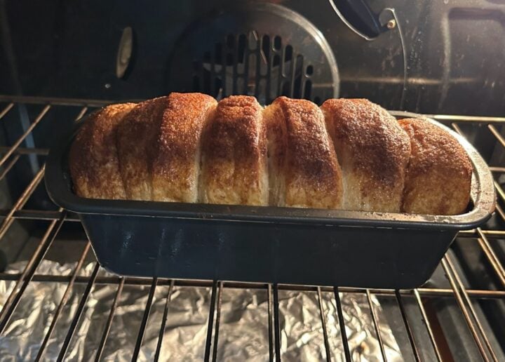 copycat Dollywood cinnamon bread in oven