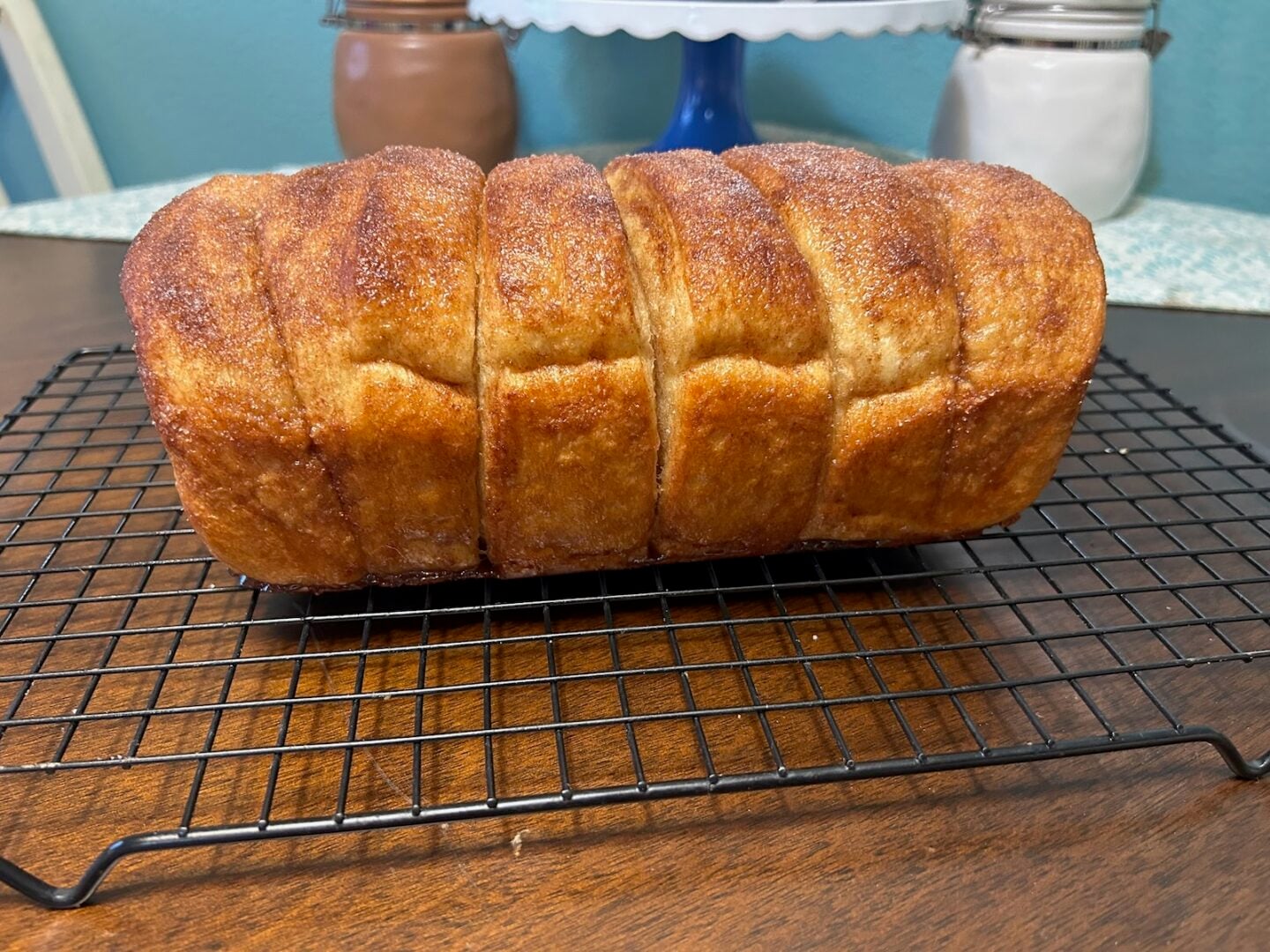 copycat Dollywood cinnamon bread cooling on wire rack
