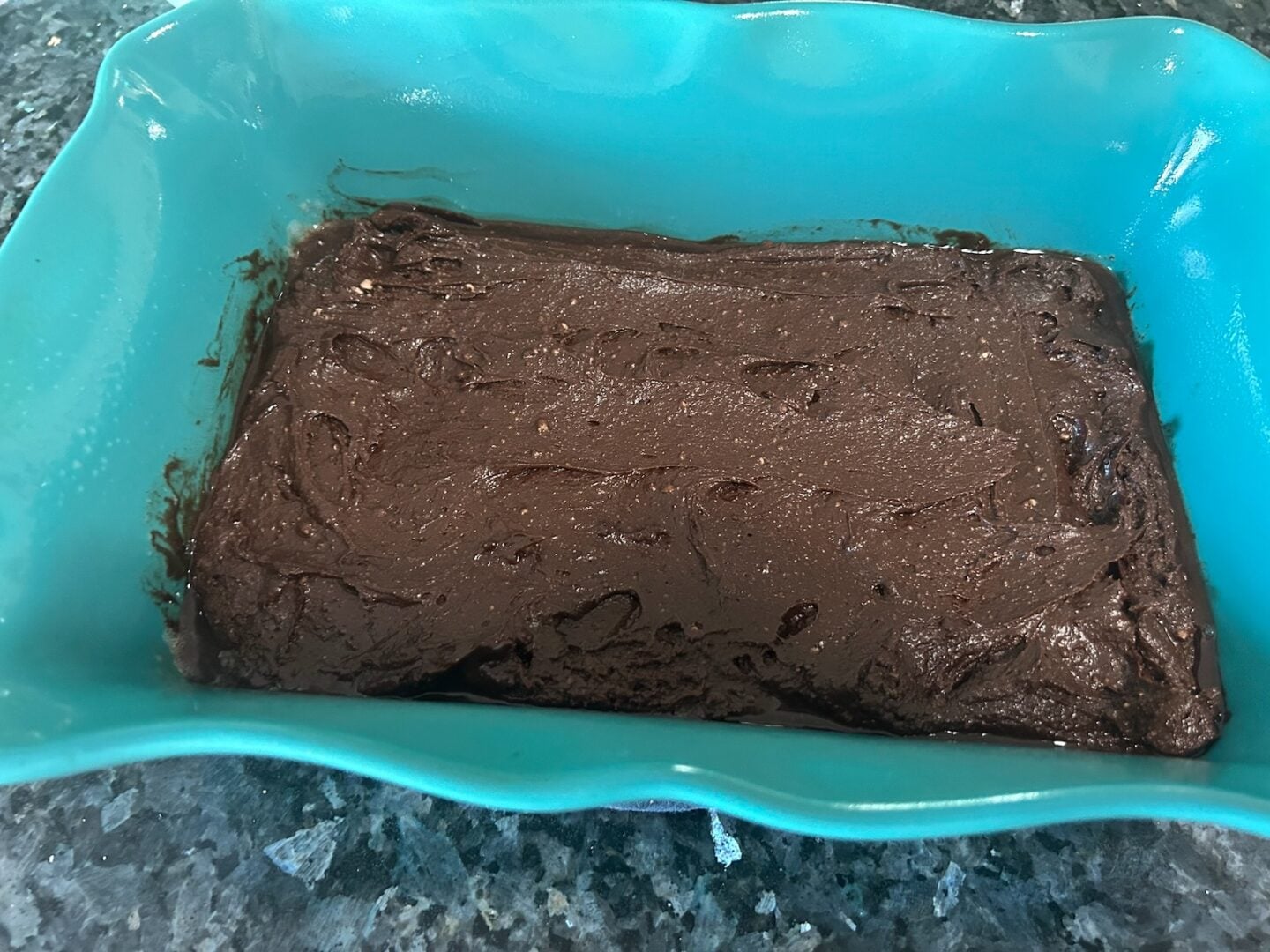 brownie batter in pan