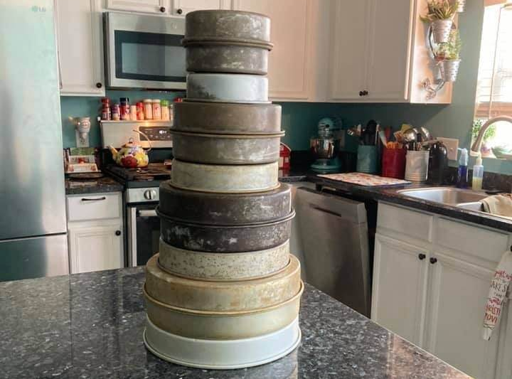 stacked cake pans