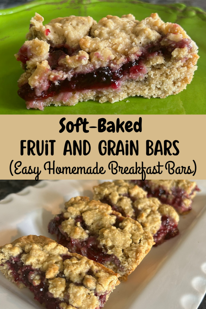 Soft-Baked Fruit and Grain Bars (Easy Homemade Breakfast Bars) pin for pinterest